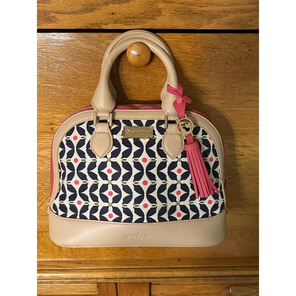 Spartina 449 Daufuskie Island Canvas Leather Dome Satchel Handbag Nautical